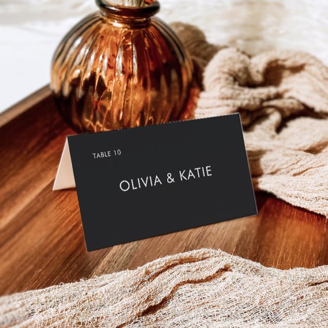 Vorlage für Schwarze Hochzeitsstipps (Black Wedding Place Cards Template)