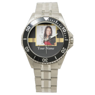 Vorlage für schwarze und goldene Inagramme Armbanduhr