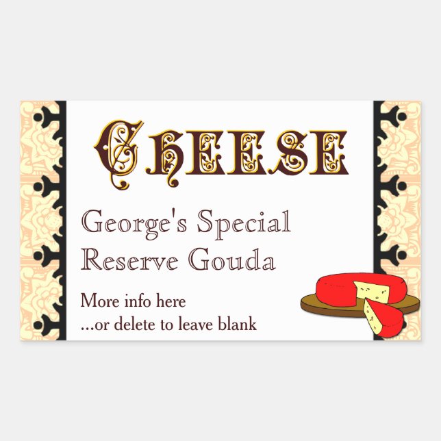 Vorlage für selbstgefertigte Käseaufkleber Rechteckiger Aufkleber (Vorderseite)