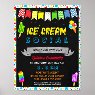 Vorlage für soziale Ereignisse bei Eiskrem Poster