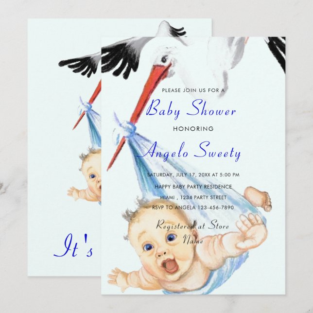Vorlage für Storch- und Babydusche (Vorne/Hinten)