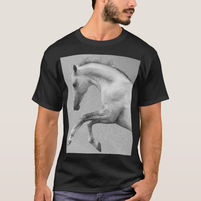 Vorlage für Tierkrümmer Pferde Mens Black Modern T-Shirt (Vorderseite)