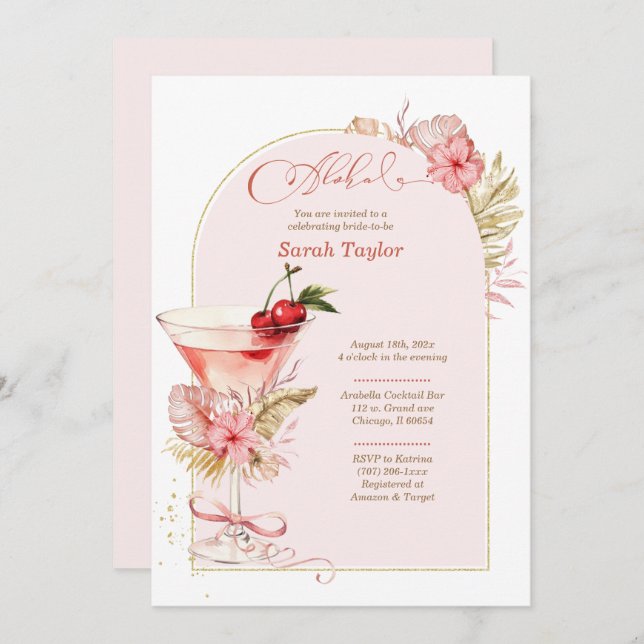 Vorlage für tropisches Brautparty (Vorne/Hinten)