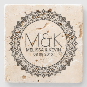 Vorlage für verzierten Circle Frame-Hochzeitstext Steinuntersetzer