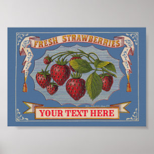Vorlage für viktorianische Ära Fresh Erdbeeren Poster
