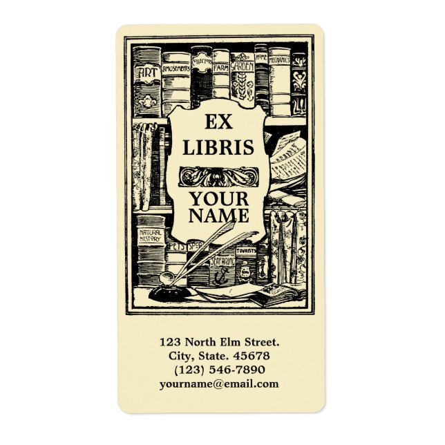 Vorlage für Vintage Ex-Libris-Bücherregale (Vorne)
