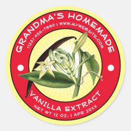 Vorlage für Vintage, hausgemachte Vanilla-Extrahie Runder Aufkleber