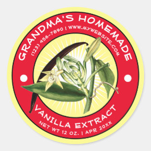 Vorlage für Vintage, hausgemachte Vanilla-Extrahie Runder Aufkleber