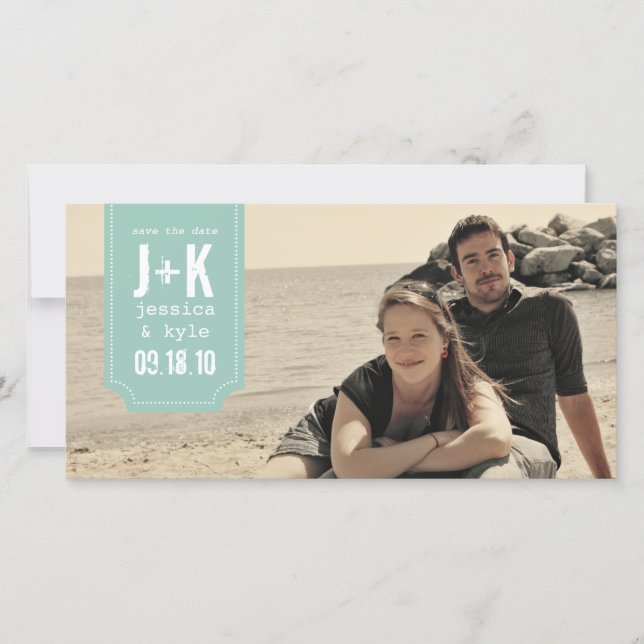 Vorlage für Vintage Save the Date Fotokarten (Vorderseite)