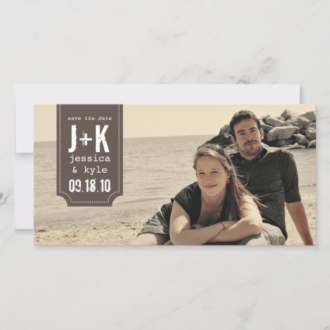 Vorlage für Vintage Save the Date Fotokarten (Vorderseite)
