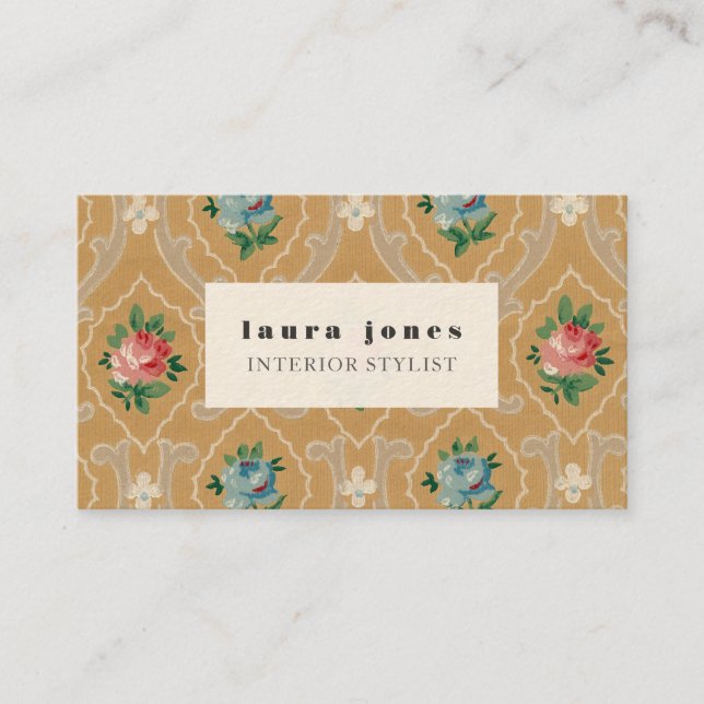 Vorlage für Vintage Wallpaper Muster-Haarstempel Visitenkarte (Vorderseite)