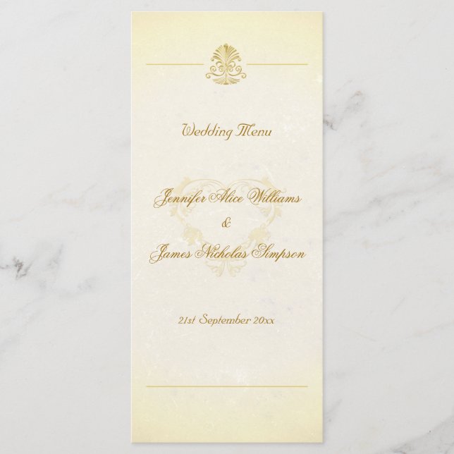 Vorlage für Vintages Dokument für das Hochzeitmenü (Vorderseite)