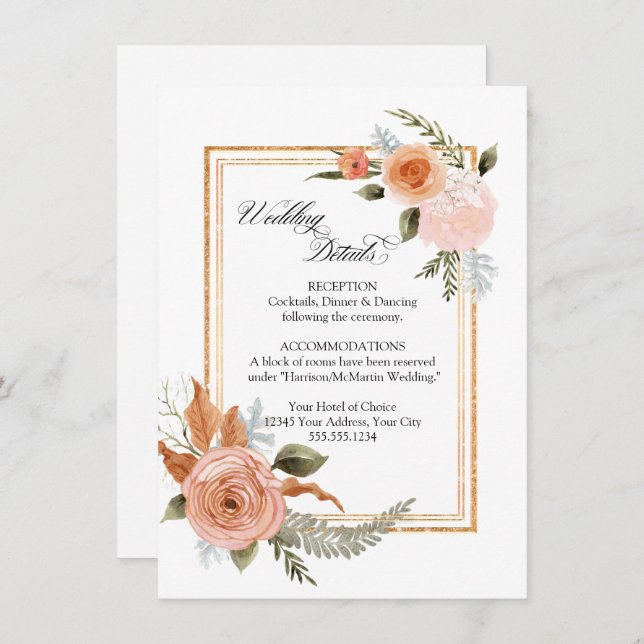 VORLAGE Rose Blumenblätter Bouquet Gold Hochzeiten (Vorne/Hinten)