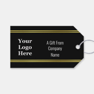 Vorlage Schwarz-weißes und goldenes Logo hier Geschenkanhänger