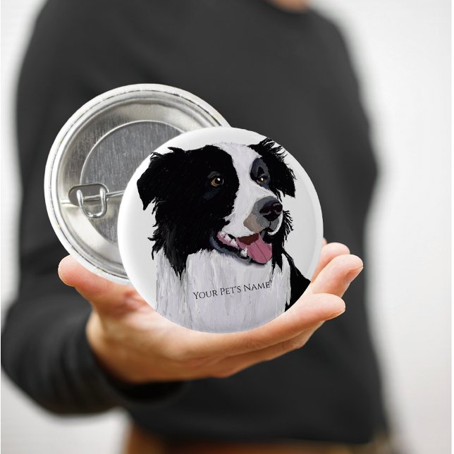 Vorlage Sie können an dieser fertigen Vorlage inte Button (Border Collie Portrait with personalized pet's name.)