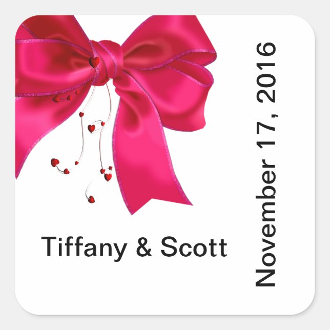 Vorlage zum Hochzeitsticker für Herz und Bögen Quadratischer Aufkleber (Vorderseite)