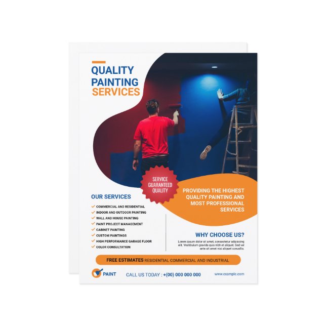 Vorlage zum Zeichnen von Service Flyer (Vorderseite/Rückseite Beispiel)