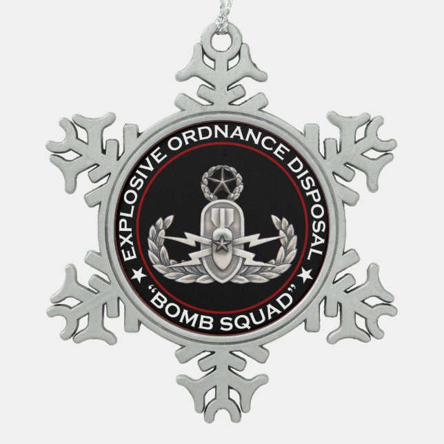 Vorlagen-EOD-Bombengeschwader Schneeflocken Zinn-Ornament (Vorderseite)