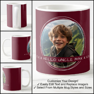 Vorlagen-Foto-Nachricht Andenken Onkel Maroon C31 Kaffeetasse