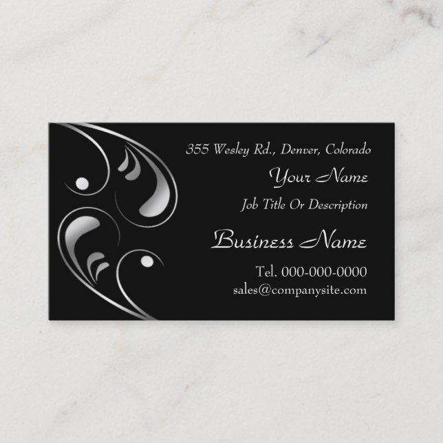 Vorlagen für die Silver Swirl-Design-Visitenkarte Visitenkarte (Vorderseite)