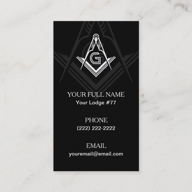 Vorlagen für Freemason-Visitenkarten | Masonic Car Telefonnummerkarte (Vorderseite)