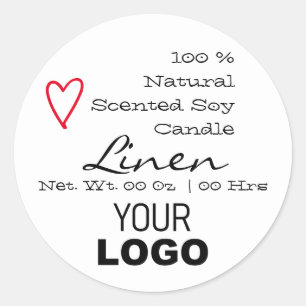 Vorlagen für Minimalistische weiße Logos für Kerze Runder Aufkleber
