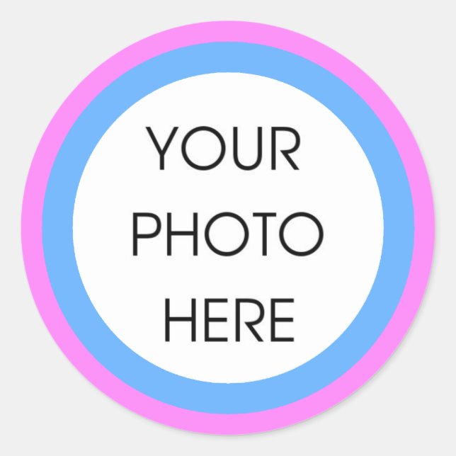 Vorlagenaufkleber mit rosa und blauer Grenze Runder Aufkleber (Vorderseite)