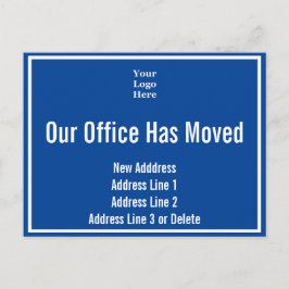 Vorlagenblau und Weiß-Office-Ankündigung Postkarte