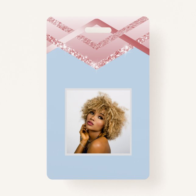 VORLAGENDER Rosegold-Glitzer-Streifenbild Ausweis (Vorderseite)