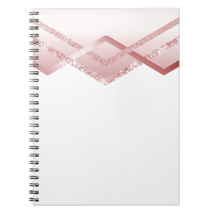 VORLAGENDER Rosegold-Glitzer-Streifenbild Notizblock
