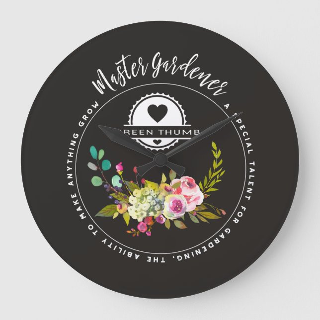 Vorlagengärtner, im Garten arbeitengeschenke. Große Wanduhr (Vorderseite)