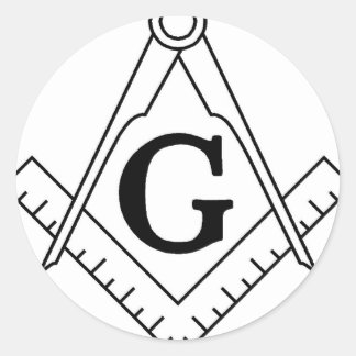 Vorlagenmaurer-Quadrat und Kompass Runder Aufkleber