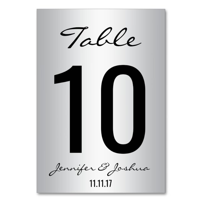 Vorlagenvorlage für klassische Silver Wedding Tisc Tischnummer (Vorderseite)