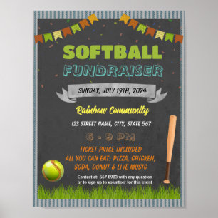 Vorlagenvorlage für Softball Fundraiser Poster