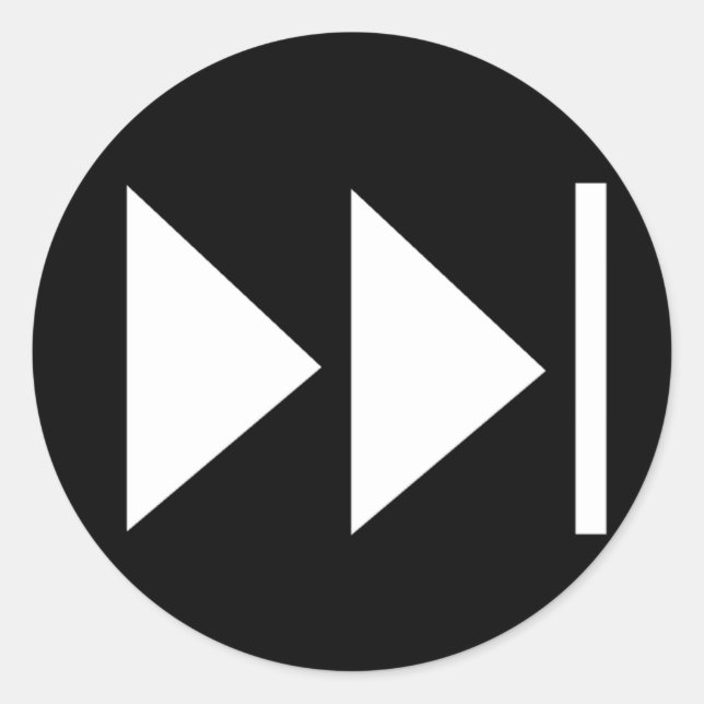 Vorlauf-Knopf-Symbol Runder Aufkleber (Vorderseite)