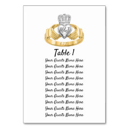 Vorläufe und Datum des Claddagh Ring Wedding Table Tischnummer