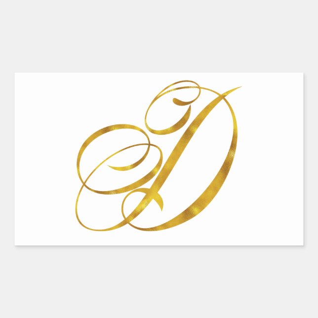 Vorläufige Monogramm D-Imitate Gold Foil Monogramm Rechteckiger Aufkleber (Vorderseite)