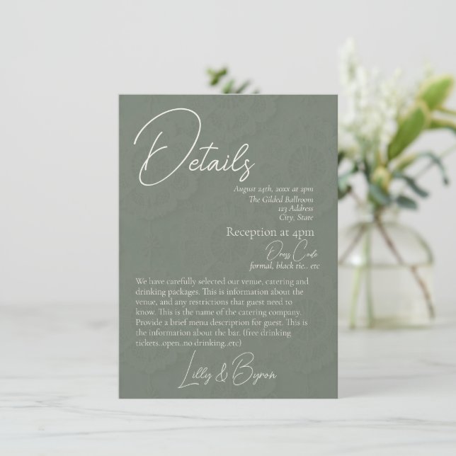 VORLIEBE | Hochzeitsdetails Save The Date (Stehend Vorderseite)