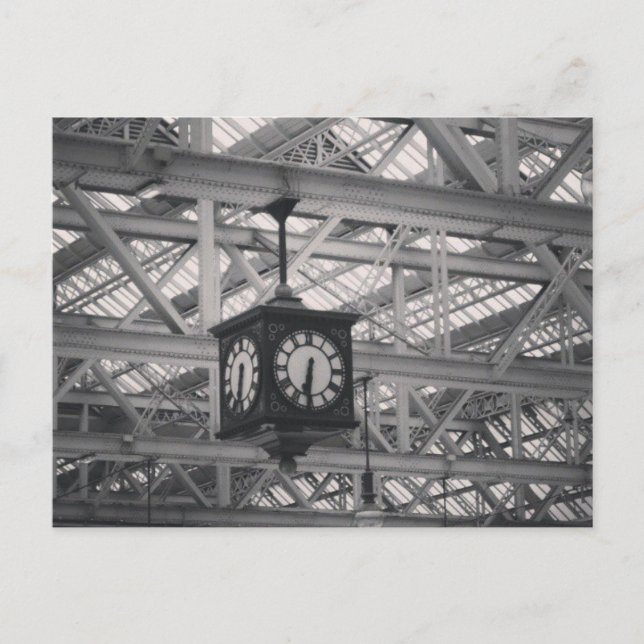 Vormittag am Glasgow-Hauptbahnhof Postkarte (Vorderseite)