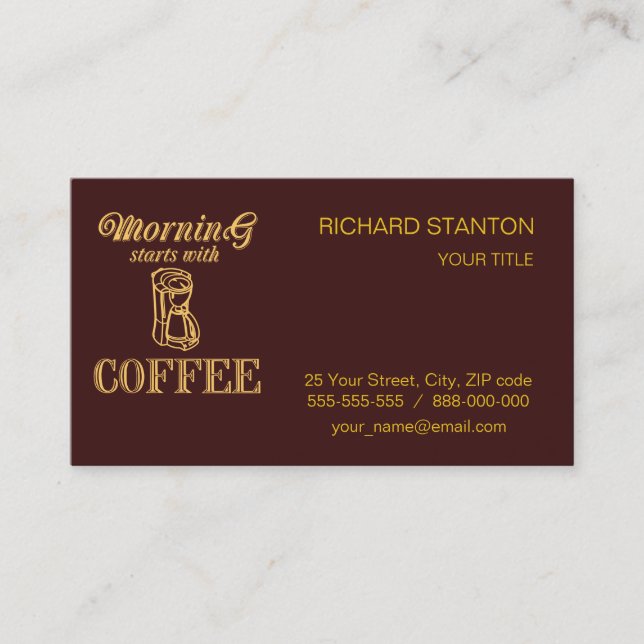 Vormittag beginnt mit Kaffee Visitenkarte (Vorderseite)