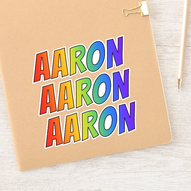 Vorname "AARON" mit/ Fun Rainbow Coloring Aufkleber (Notizbuch)