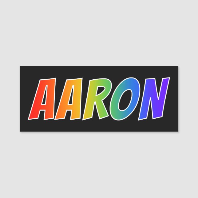 Vorname "AARON": Spaß-Regenbogen-Farbton Namensschild (Vorderseite)