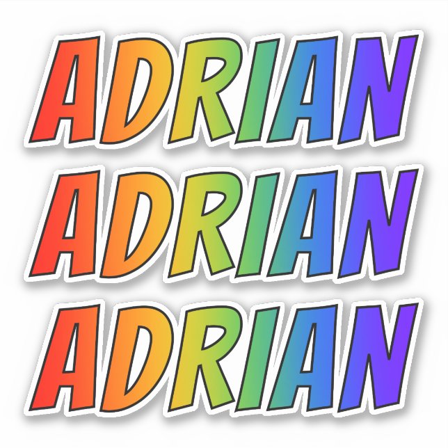 Vorname "ADRIAN" mit/ Fun Rainbow Coloring Aufkleber (Vorderseite)