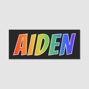 Vorname "AIDEN": Spaß-Regenbogen-Farbton Namensschild