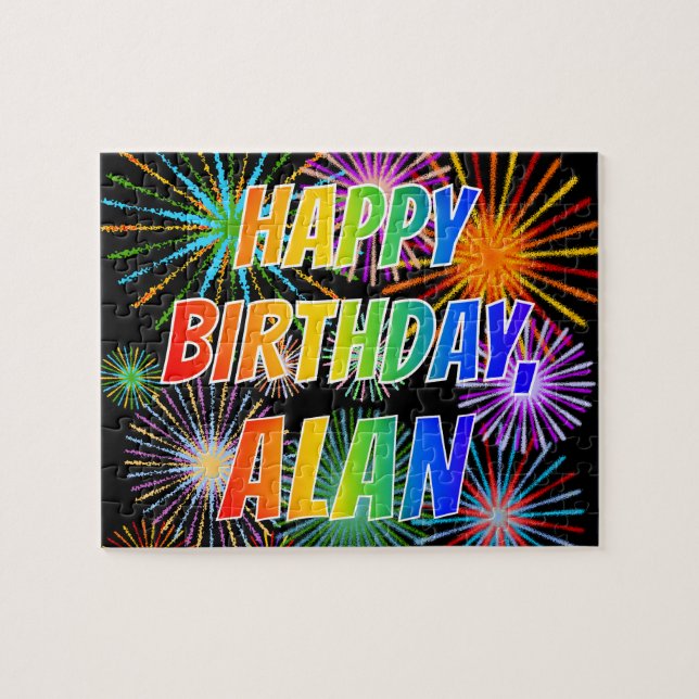 Vorname "ALAN", Fun "GLÜCK BIRTHTAG" Puzzle (Horizontal)