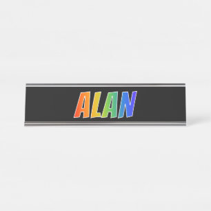 Vorname "ALAN": Fun Rainbow Coloring Schreibtischnamensplakette