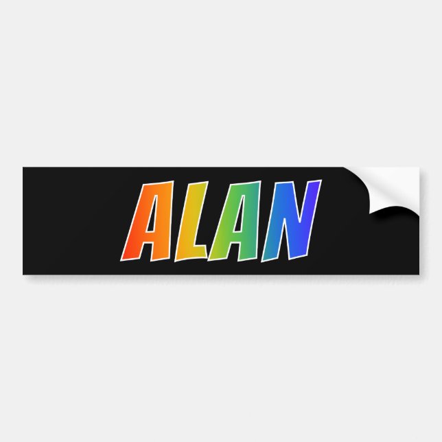 Vorname "ALAN": Spaß-Regenbogen-Farbton Autoaufkleber (Vorne)