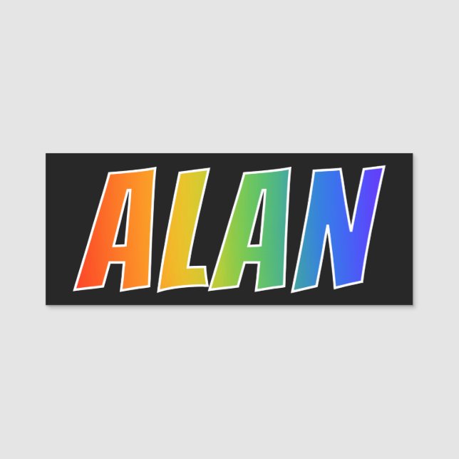 Vorname "ALAN": Spaß-Regenbogen-Farbton Namensschild (Vorderseite)