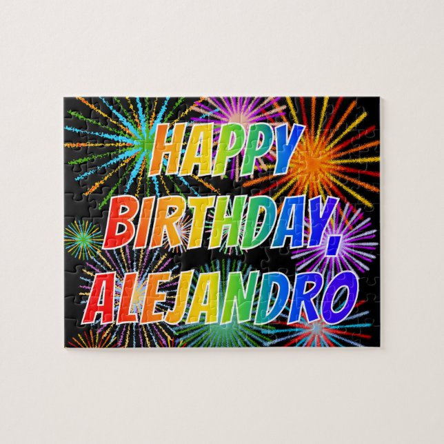 Vorname "ALEJANDRO", Fun "HAPPY BIRTHDAY" Puzzle (Horizontal)