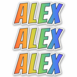 Vorname "ALEX" mit Spaß-Regenbogen-Farbton Aufkleber